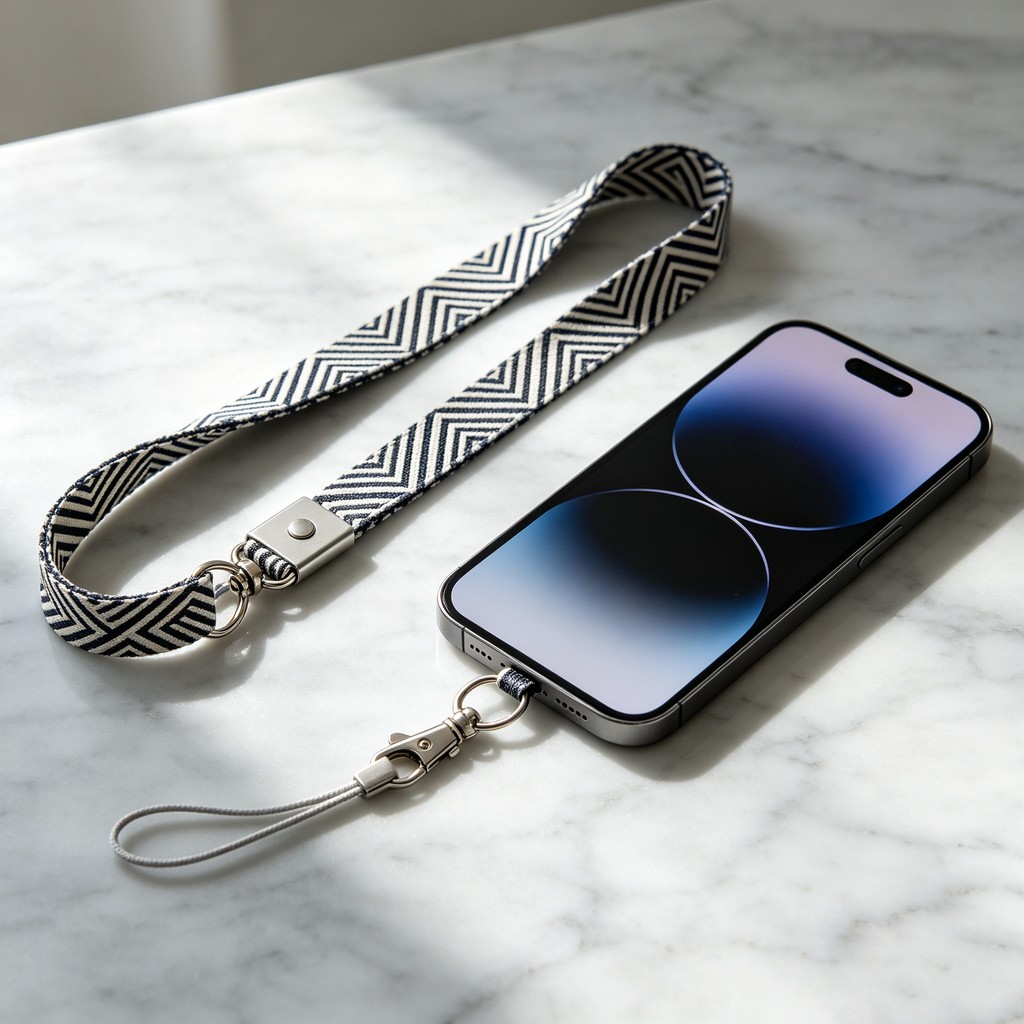 Minimalist Neutral Stripe Sublimation Lanyard with Breakaway Buckle & Phone String